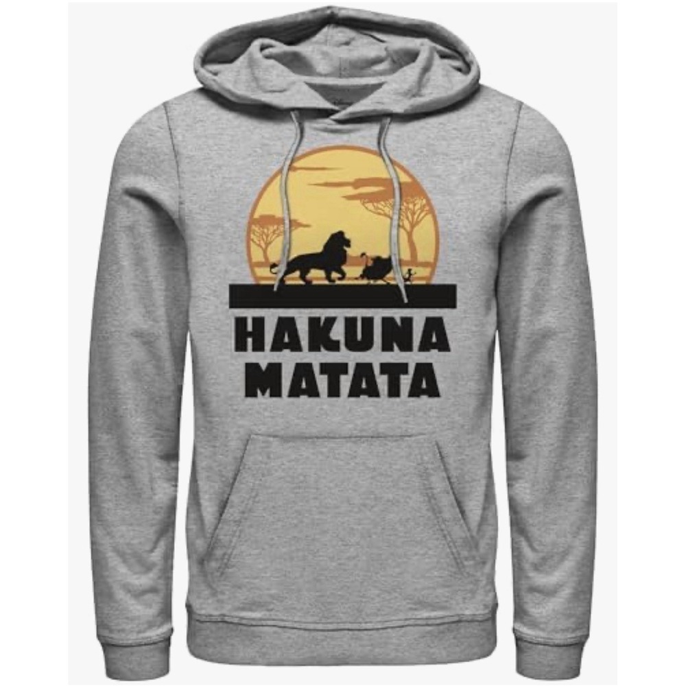 Disney The Lion King "Hakuna Matata" Heather Gray Men's Graphic Hoodie Size Med